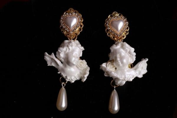 SOLD! 8729 Small Pearlish Chubby Cherubs Angels Shell Light Weight Studs Earrings - Image 6
