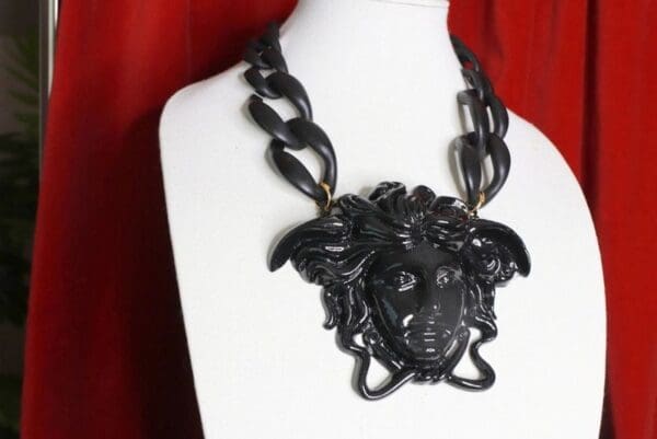 SOLD! 8731 Unisex Mythological Roman Head Chained Huge Necklace - Image 2