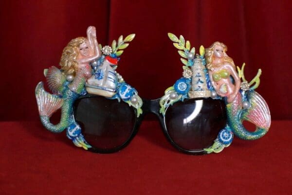 SOLD! 8734 Nautical Sea Ocean Faced Mermaids Embellished Sunglasses