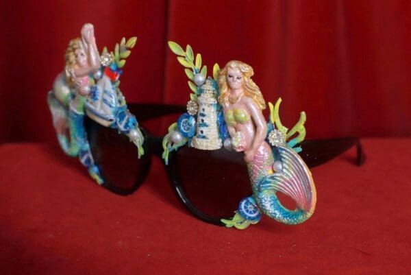 SOLD! 8734 Nautical Sea Ocean Faced Mermaids Embellished Sunglasses - Image 10