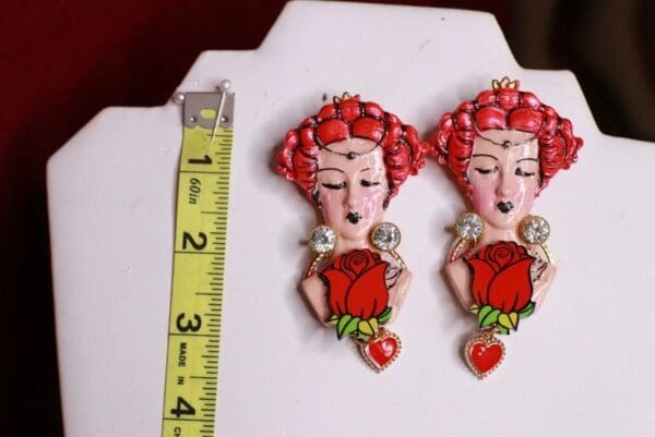 SOLD! 8736 Alice In Wonderland Queen Of Hearts Massive Fuchsia Studs Earrings - Image 3