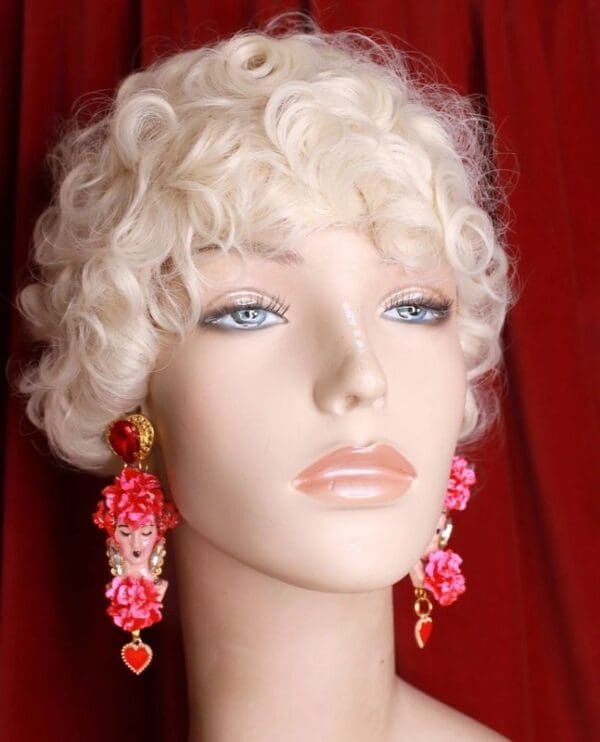 SOLD! 8747 Flamenco Dancer Fuchsia Flower Massive Earrings - Image 6