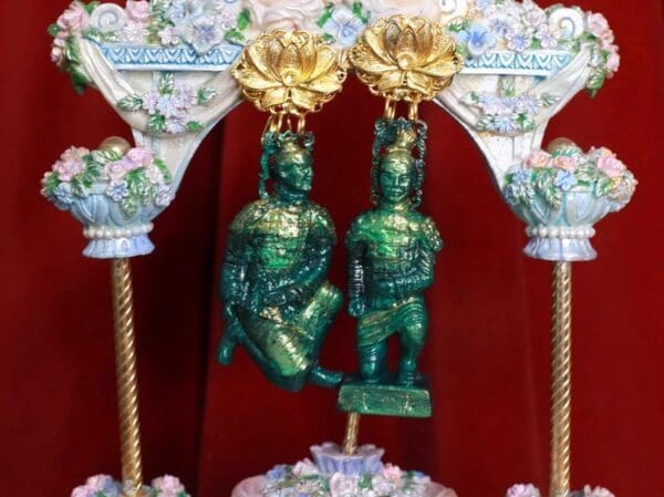 SOLD! 8748 Asian Revival Terracotta Warriors Malachite Effect Massive Earrings