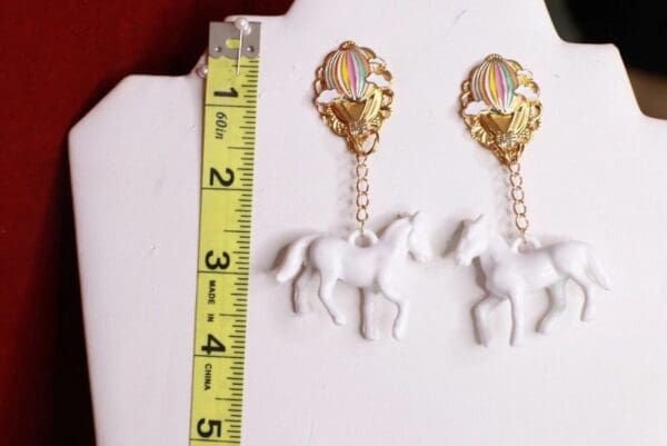 SOLD! 8749 Baroque 3D Effect White Horses Earrings Earrings - Image 4
