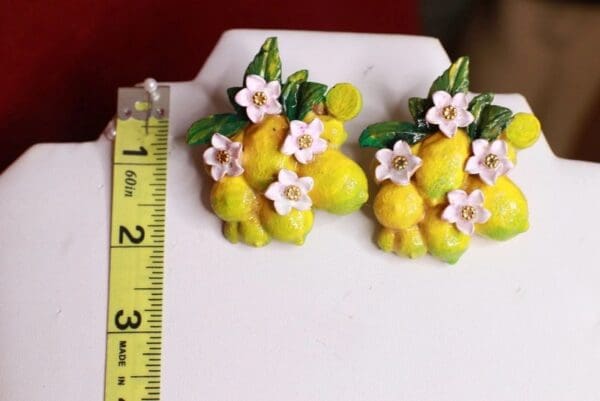 SOLD! 8751 Baroque Vivid Lemon Fruit Blossom Studs Earrings - Image 2