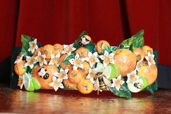 SOLD! 8752 Sicilian Orange Fruit Bee Embellished wide Waist Belt size S, M, L - Image 3