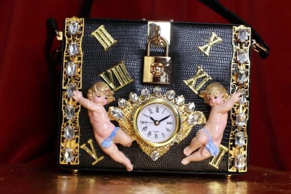 SOLD! 9048 Baroque Le Boy Beige Cherub Angel Embellished Handbag - Image 6