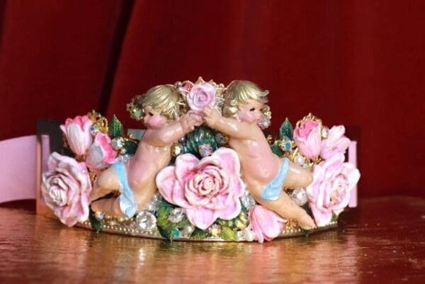 SOLD! 9061 Baroque Cherubs Angels Large Roses Waist Belt - Image 3