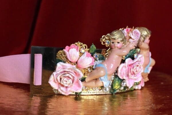SOLD! 9061 Baroque Cherubs Angels Large Roses Waist Belt - Image 4