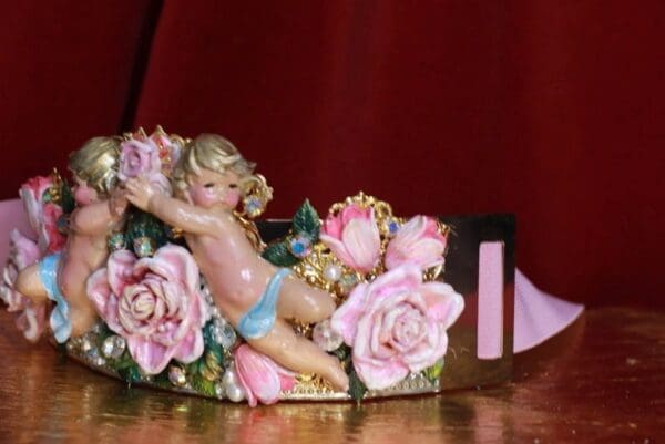 SOLD! 9061 Baroque Cherubs Angels Large Roses Waist Belt - Image 5