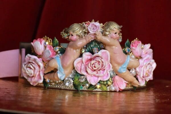 SOLD! 9061 Baroque Cherubs Angels Large Roses Waist Belt - Image 6