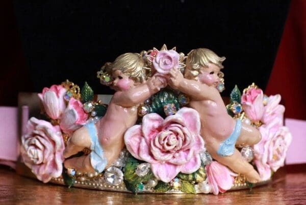 SOLD! 9061 Baroque Cherubs Angels Large Roses Waist Belt - Image 7