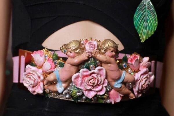 SOLD! 9061 Baroque Cherubs Angels Large Roses Waist Belt - Image 9