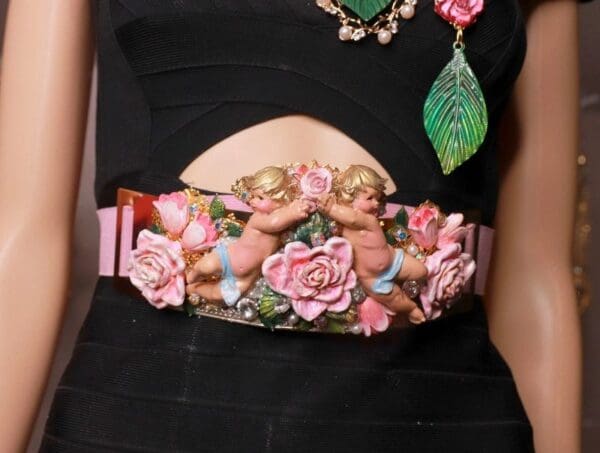 SOLD! 9061 Baroque Cherubs Angels Large Roses Waist Belt - Image 10