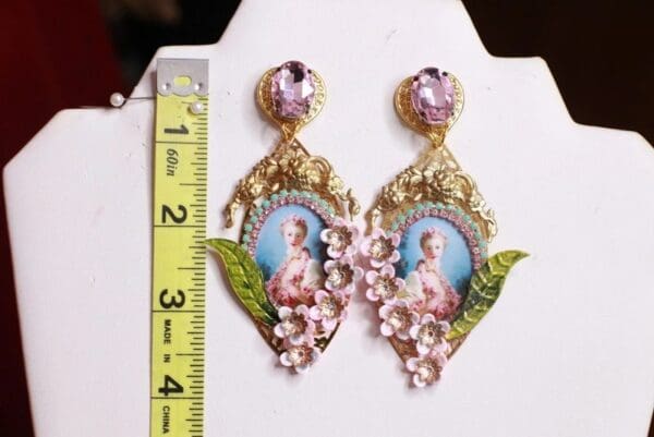 SOLD! 9066 Victorian Young Marie Antoinette Rose Studs Earrings - Image 3