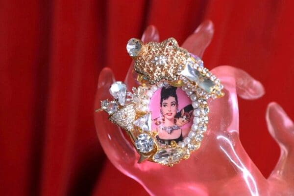 SOLD! 9172 Audrey Hepburn Champagne Massive Adjustable Cocktail Ring - Image 7