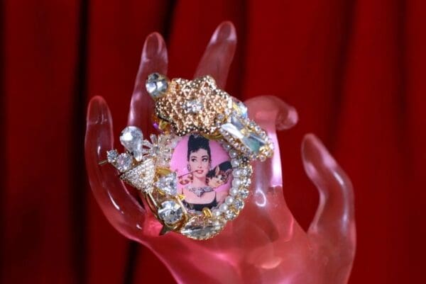 SOLD! 9172 Audrey Hepburn Champagne Massive Adjustable Cocktail Ring - Image 8