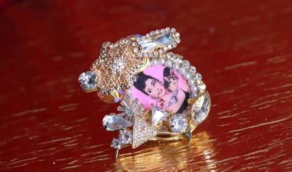 SOLD! 9172 Audrey Hepburn Champagne Massive Adjustable Cocktail Ring - Image 3