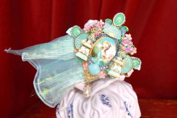 SOLD! 9174 Young Marie Antoinette Aqua Huge Brooch - Image 2