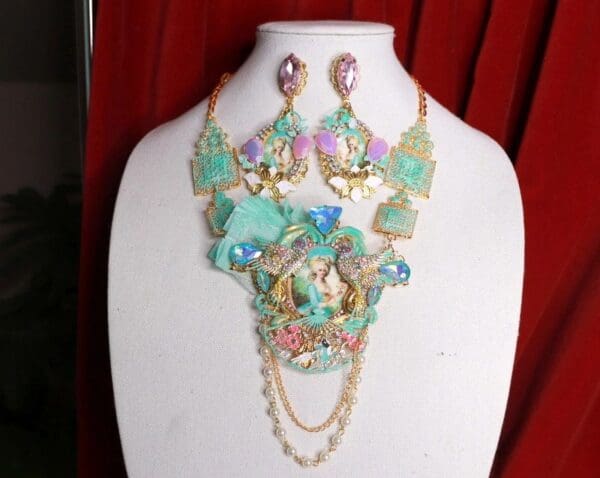 SOLD! 9178 Marie Antoinette Aqua Garden Massive Necklace - Image 3