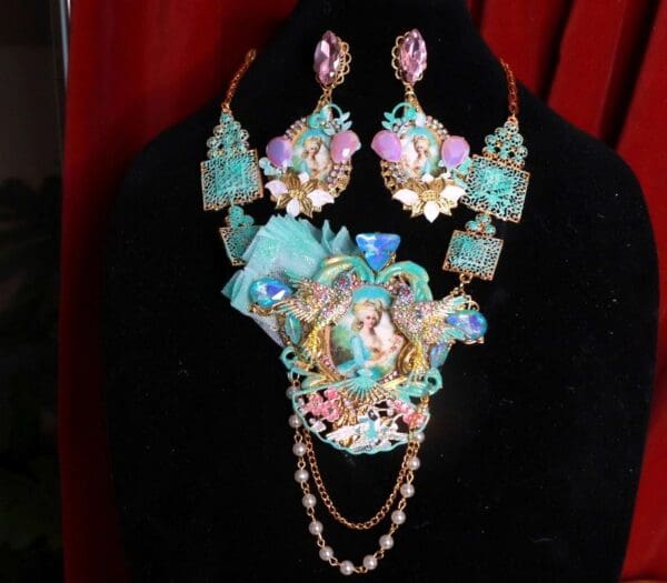 SOLD! 9178 Marie Antoinette Aqua Garden Massive Necklace - Image 2