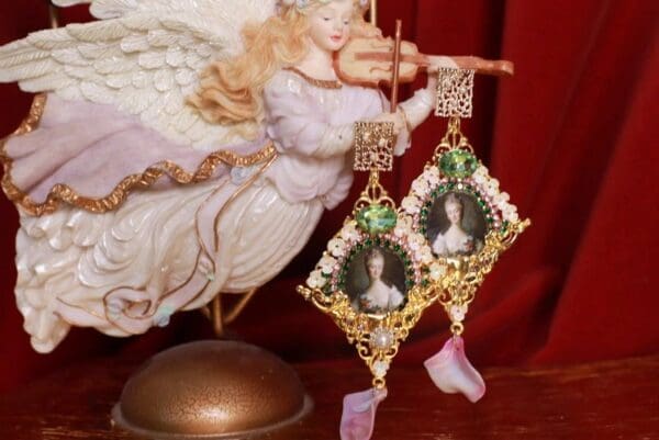 SOLD! 9181 Madam Bovary Cameo Long Studs Earrings