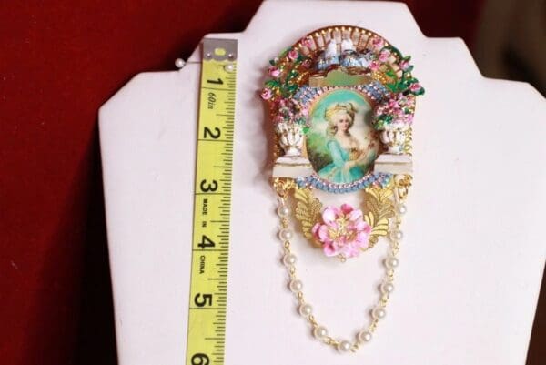 SOLD! 9207 Set Of Brooch+ Earrings Marie Antoinette Aqua Garden - Image 4