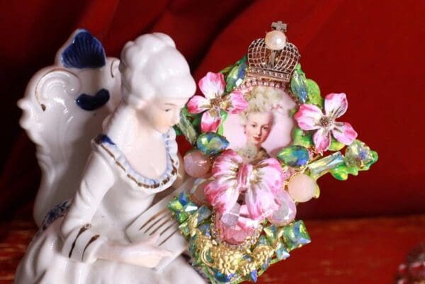 SOLD! 9222 Young Marie Antoinette Pale Pink Flower Brooch