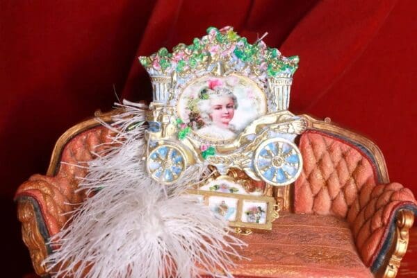 SOLD! 9224 Young Marie Antoinette Pale Pink Carriage Brooch - Image 5
