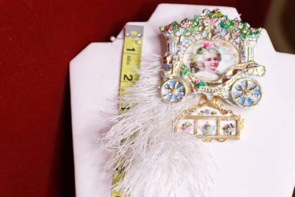 SOLD! 9224 Young Marie Antoinette Pale Pink Carriage Brooch - Image 6