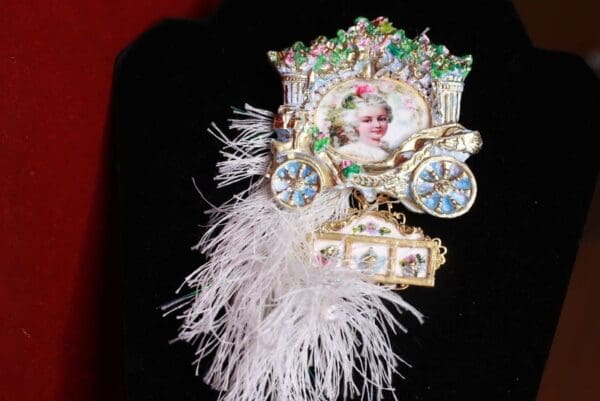 SOLD! 9224 Young Marie Antoinette Pale Pink Carriage Brooch