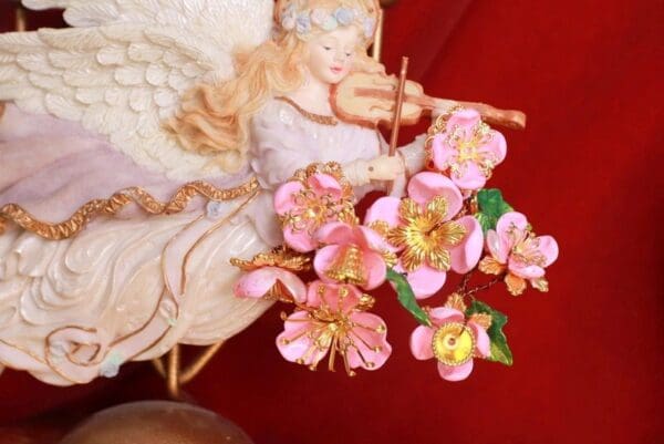 SOLD! 9234 Art Nouveau Sakura Japanese Long Earrings Studs