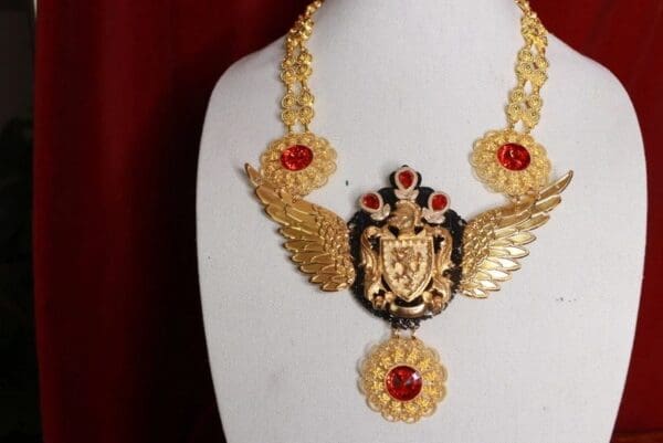 SOLD! 9238 Medieval Heraldic Lion Winged Necklace - Image 2