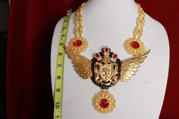SOLD! 9238 Medieval Heraldic Lion Winged Necklace - Image 3