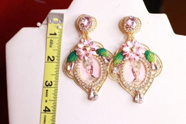 SOLD! 9247 Young Marie Antoinette Pale Pink Earrings - Image 4