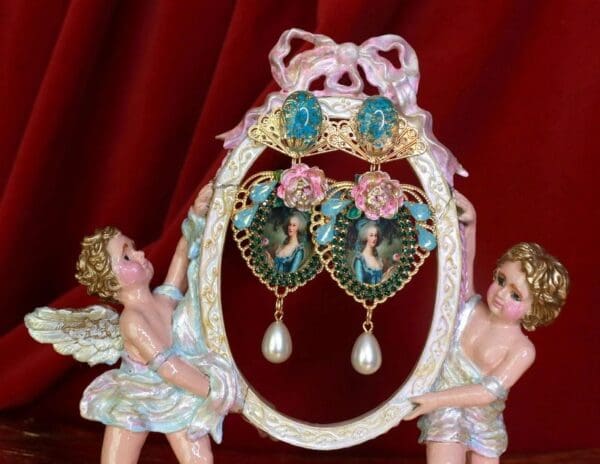 SOLD! 9248 Dark Marie Antoinette Pale Pink Earrings - Image 4