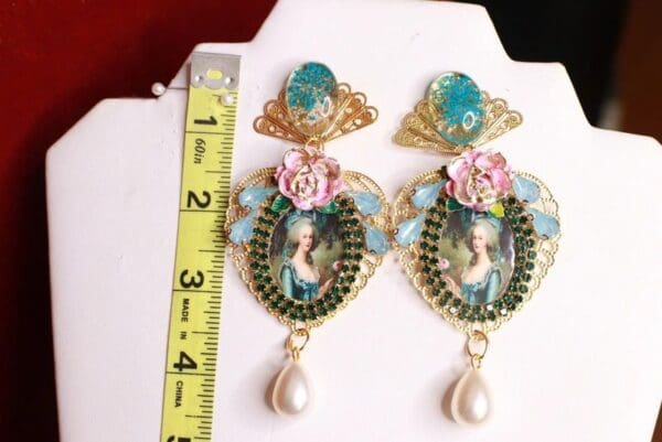 SOLD! 9248 Dark Marie Antoinette Pale Pink Earrings - Image 3