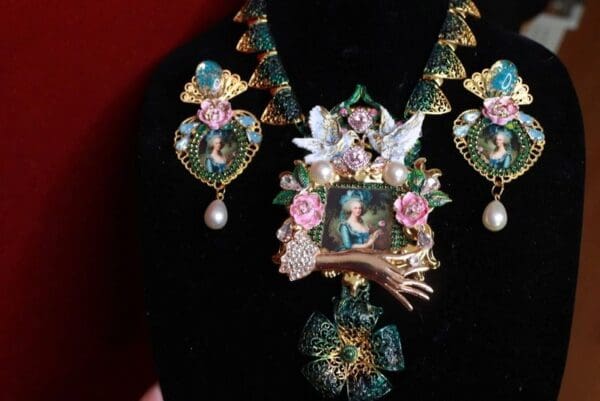 SOLD! 9249 Marie Antoinette Large Blue Bow Massive Necklace