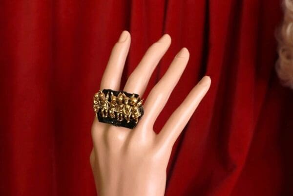 SOLD! 9252 Black Cherubs Baroque Adjustable Cocktail Ring - Image 3