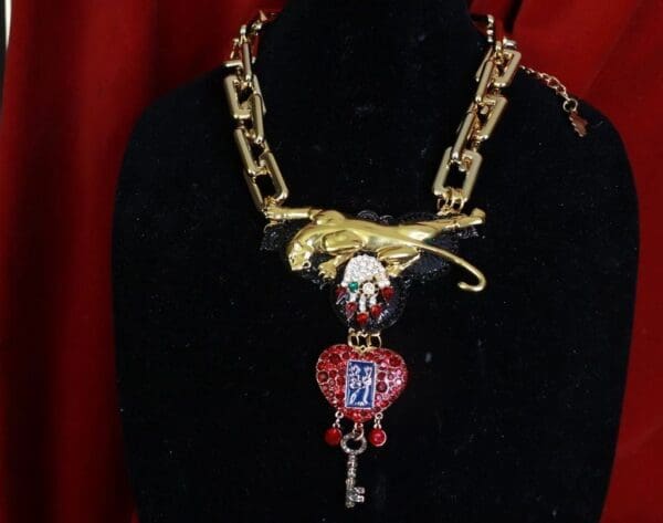 SOLD! 9255 Baroque Chained Leopard Massive Necklace - Image 4