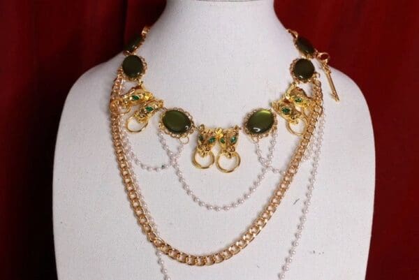 SOLD! 9257 Baroque Chained Leopard Massive Necklace