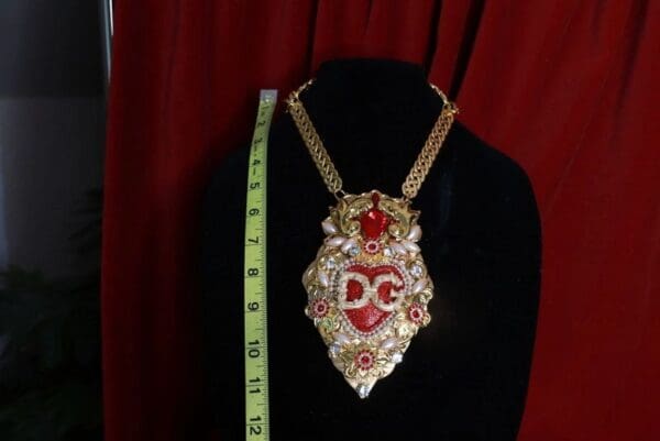 SOLD! 9267 Alta Moda Sacred Heart Massive Pendant Necklace - Image 5