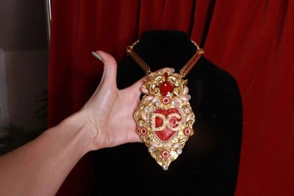SOLD! 9267 Alta Moda Sacred Heart Massive Pendant Necklace - Image 6