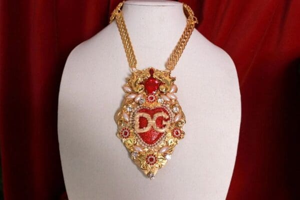 SOLD! 9267 Alta Moda Sacred Heart Massive Pendant Necklace - Image 8