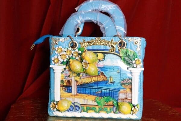 SOLD! 9274 Baroque Sicilian Lemon PU Leather Tote Handbag - Image 2