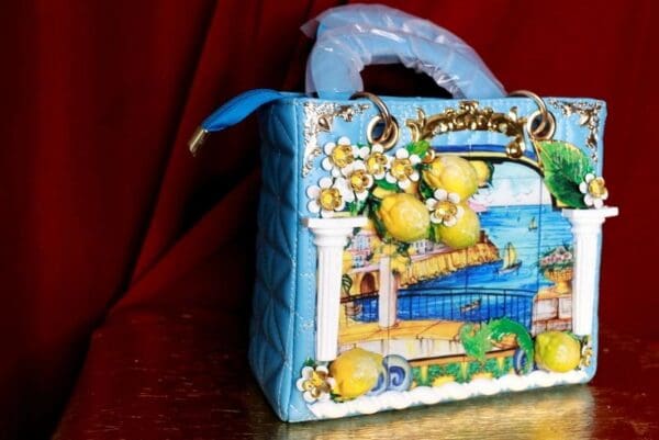 SOLD! 9274 Baroque Sicilian Lemon PU Leather Tote Handbag - Image 3