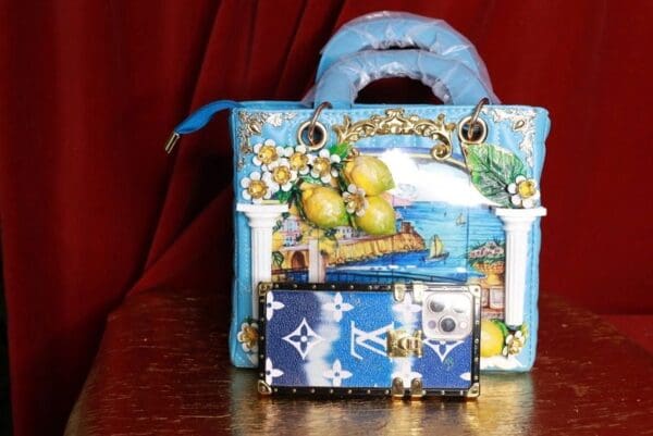SOLD! 9274 Baroque Sicilian Lemon PU Leather Tote Handbag - Image 10