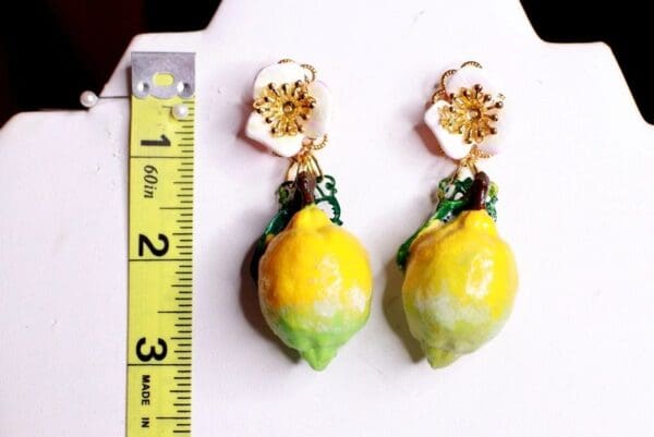SOLD! 9289 Baroque Realistic Italian Lemon Fruit Studs Earrings - Image 3