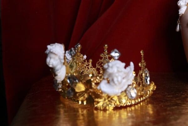 SOLD! 9294 Baroque Runway Chubby 5 White Cherubs Headband Crown - Image 4