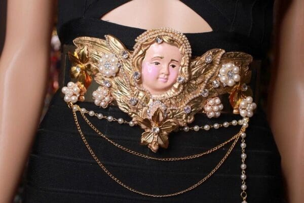 SOLD! 9298 Baroque Cherub Angel Pearl Corset Waist Belt Size S, L, M - Image 4